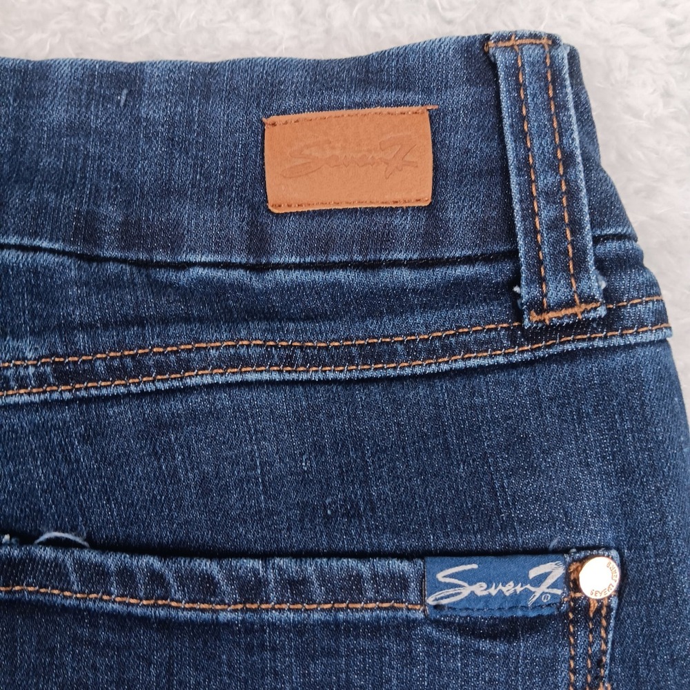 Seven7 Jean Slim Boot Tummyless Woman 10 Dark Indigo Stretch RN109890 - Picture 7 of 12